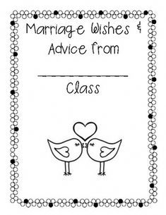 marriage wishes and advice from class with two birds on the front, in black and white