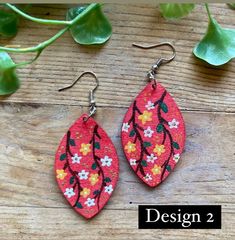 Artsy Hand Painted Flower Earrings, Artistic Hand Painted Flower Earrings, Floral Jewelry, Fall Earrings, Ear Rings, Wooden Earrings, Floral Jewellery, Floral Earrings, My Kitchen