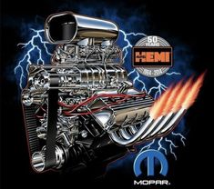 an image of a car engine with lightning in the background