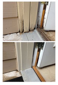 before and after shots of an exterior door