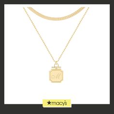 in stock Elegant Rectangular Engraved Necklace, Luxury Rectangular Chain Necklace As Gift, Luxury Rectangular Chain Necklace For Gift, Luxury Necklace With Initial Pendant And Chain, Timeless Gold Rectangular Necklace, Elegant Personalized Rectangular Chain Necklace, Luxury Rectangular Engraved Necklace, Luxury Engraved Rectangular Necklace, Engraved Initials