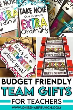 a bunch of free printables for teachers to make their own name tags and gifts