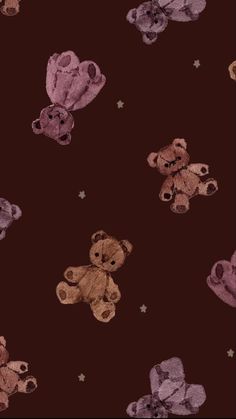 an image of teddy bears in the air with stars on it's back ground