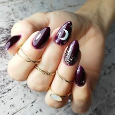 Moon And Star Nail Designs, Stars Nails, Pretty Looks, Star Nail Designs, Star Nail, Witchy Nails, Stunning Nails, Sky Nails