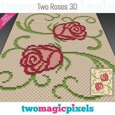 two roses 3d cross - stitch pattern on the cover of a book with instructions to make it