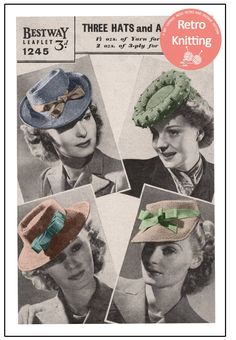 four hats with bows on them are featured in an advertisement for the hat company, which sells