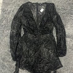 Fashion Nova, Brand New Black Lace Shorts Romper Size S Black Jumpsuits And Rompers For Spring Night Out, Tan Jumpsuit, Spandex Jumpsuit, Black Pantsuit, Fashion Nova Jumpsuit, 70 Fashion, Spaghetti Strap Rompers, Black Lace Shorts, Denim Jumper