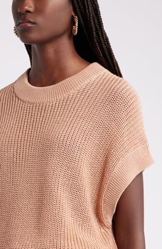 Drapey dolman sleeves frame this crewneck sweater knit in a slouchy fit. Crewneck Short sleeves 100% cotton Machine wash, dry flat Imported Beige Sweater, Sweater Knit, Crewneck Sweater, Dolman Sleeve, Tuscany, Crew Neck Sweater, Knitted Sweaters, Top Brands, Short Sleeves