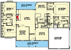 this is the first floor plan for a house that has three bedroom and two bathrooms