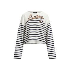 Reflecting the season’s nautical-inspired aesthetic this crewneck sweatshirt showcases horizontal stripes and a “Lauren Ralph Lauren 67”–embroidered logo at the chest. With a relaxed slightly cropped silhouette and dropped shoulders this layer is made with cotton French terry for a cozy feel. Inspired Aesthetic, Women Ralph Lauren, Sweatshirt For Women, Polo Sport, Ralph Lauren Purple Label, Cropped Sweatshirt, Horizontal Stripes, Crop Sweatshirt, Formal Shirts