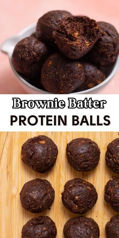 Protein brownie balls on a wooden cutting board. Protein Balls No Bake, Protein Snacks Recipes, Chocolate Protein Balls, Protein Baking, Healthy Protein Snacks, Energy Ball Recipe