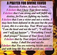 a prayer for divine favors with sunflowers in the foreground and words above it