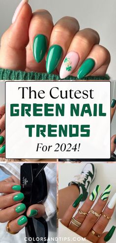 Reimagine your style with these green nail designs for 2024! Discover the best simple, fun, and trendy ideas in stunning shades like emerald and pastel green. Perfect for short and pretty nails in both acrylic & gel. Get inspired by these cute green nail art inspirations and these green nail art designs! Short green nails, light green nails, mint green nails, emerald green nails, forest green nails, summer green nails, dark green nails, festive green nails, Xmas nails, St Patrick's Day nails Green Nails Summer 2024, Green Floral Nail Designs, Summer Green Nails Colors, Green Summer Nails 2024, Green Nails Xmas, Summer Green Nails Designs, Cute Green Nail Designs, Green Summer Nails Designs, Green Nail Designs Summer