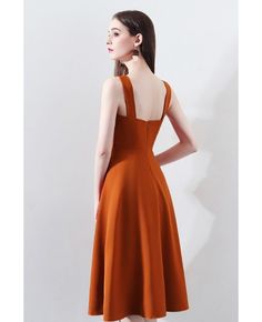 Shop Chic Brown Knee Length Party Dress with Straps online. All instock with free shipping. Pro since 2009. Sleeveless Solid Color Midi Dress For Banquet, Solid Color Sleeveless Midi Dress For Banquet, Solid Sleeveless Midi Dress For Banquet, Fitted Orange Dress For Banquet, A-line Banquet Dress, Solid Color A-line Banquet Dress, Sleeveless Fitted Bodice Midi Dress For Banquet, Solid Fitted A-line Evening Dress, Fitted A-line Sleeveless Dress For Banquet