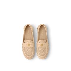 LOUIS VUITTON® - Soho Flat Loafer - Natural Elegant Slip-on Loafers With Woven Sole, Luxury Flat Loafers For Spring, Luxury Spring Loafers With Removable Insole, Luxury Slip-on Moccasins, Luxury Spring Loafers With Round Toe, Luxury Slip-on Loafers With Woven Sole, Luxury Loafers With Woven Sole And Round Toe, Luxury Round Toe Loafers For Spring, Luxury Wingtip Loafers