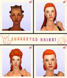 four different images of women with red hair and the words suggested hairs