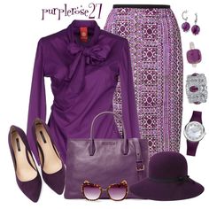 OFFICE OUTFIT by purplerose27 on Polyvore featuring moda, MICHELLE WINDHEUSER, Mochi, Forever 21, Miu Miu, Philip Stein, 1928, Pomellato, OTTE and Steve Madden Purple Outfit Women, Formal Attire For Women, Philip Stein, Cocktail Dress Classy, Color Combos Outfit, Office Outfit