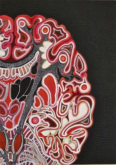 a drawing of a human brain on black paper