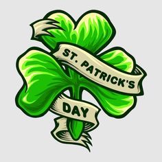 a green clover with ribbon around it and the words st patrick's day on it