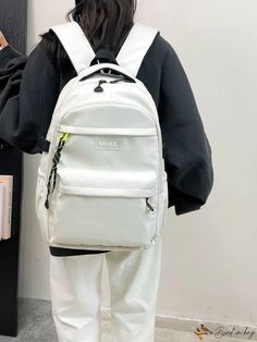 BirdinBag - Stylish Laptop Backpack for College Students & Graduates, Ideal for Outdoors, Travel & School White Large Capacity Shoulder Bag For Study, Portable White Backpack For Back To School, White Portable Bag For Back To School, Portable White Bag For Back To School, Rectangular White Backpack For Students, Functional White Backpack, White Softback Backpack For Study, Functional Student Bags, Functional Student Softback Bags