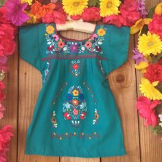 Beautiful Mexican Hand Embroidered Dress Each Dress Has Unique Colorful Embroidery.. Mexican Dresses Are Made Kind A True To Size To Kids Age , I Recommend Ordering By Child Age .. Fabric: Cotton Care : Hand Wash New - No Tags- Hand Made Mexican Baby Dress, Baby Mexican Dress, Embroidery Mexican, Hand Embroidered Dress, Mexican Babies, Fiesta Wedding, Colorful Embroidery, Mexican Dresses, Embroidered Dress