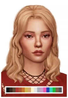 a woman with long blonde hair wearing a red shirt and choker, in the style of game of thrones