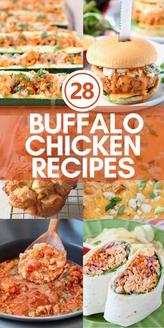 collage of images showing different recipes with buffalo chicken Buffalo Chicken Dishes Dinners, Buffalo Chicken Meals, Buffalo Chicken Recipes Healthy, Buffalo Chicken Recipes Easy, Dishes With Chicken, Healthy Chicken Wings, Main Dishes For Dinner, Easy Crock Pot Meals, Shredded Buffalo Chicken