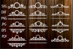 a set of decorative dividers on wooden background