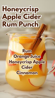 honeycrisp apple cider rum punch recipe with orange juice, honeycrisp apple cider and cinnamon