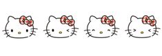 four hello kitty heads with red bows on them