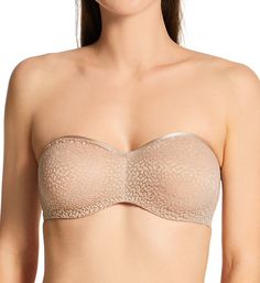 Elegant lace bandeau bra features silicone gripper elastic and supportive boning. Made of nylon and spandex. Sheer, stretchy molded lace underwire cups have fine mesh lining for a smooth feel. Cup expands and contracts in all directions to give each breast a unique fit - a great option if you're a little uneven. Plush, sewn-on elastic underband follows shape of front to help hold fit in place. Sweetheart neckline has satin edge binding. Silicone gripper elastic along inner neckline and tops of s Elegant Lace Bandeau Bra, Seamless Lace Bandeau Bra, Elegant Stretch Bandeau Bra, Elegant Strapless Bra Partially Lined, Elegant Strapless Partially Lined Bra, Lace Bandeau Bra, Bra Image, Lace Bandeau, Lace Underwire