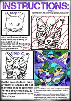 instructions for how to draw an animal's face in the style of art book