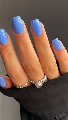 Solid Color Acrylic Nails, Solid Color Nails, May Nails, Gel Acrylic Nails, Blue Nail Polish, Vacation Nails, Blue Nail, Acrylic Nails Coffin Short, Dry Nails