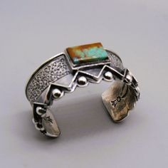 "Handcrafted this Number Eight turquoise sterling silver \" Maze of Life \" cuff bracelet.  It weighs 106.3 gr, and the cuff is 6\" inside plus a 1.5\" gap, which will fit up to an 8 1/2\" wrist. I Would love to see it go to a good home." Number Eight, Silver Numbers, Kingman Turquoise, Turquoise Rings, Green Turquoise, Handmade Artisan, Turquoise Sterling Silver, Artisan Jewelry, Shades Of Green