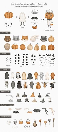 an info sheet with different types of pumpkins and other things to eat for halloween