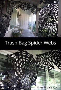 an image of a spider web page with the caption trash bag spider webs