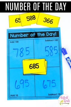 the number of the day game for students to practice numbers and subtractions