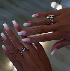 Color Tone: Mixed Color System Nail Shape: Almond Shaped Nail Length: Short Nail Pattern: Gradient Nail Finishes: Glossy Nails Stars, Ombre French Tips, Flowers Nails, Ballet Nails, French Nail Art, Almond Shape Nails, Nails French, Nail Patterns