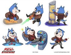 various cartoon character poses and expressions for the animated movie fox and the gophers