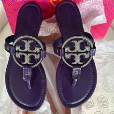 This Pair Has Never Been Worn. It’s New With Tags. It Comes With The Original Box And Dust Bag. Millers Run Small. I Am A 6 Usa / 36 Eur But I Am A Miller 7 Luxury Purple Leather Sandals, Designer Purple Open Toe Sandals, Luxury Round Toe Purple Sandals, Luxury Purple Sandals With Round Toe, Luxury Purple Round Toe Sandals, Summer Leather Sandals, Purple Sandals, Miller Sandal, Tory Burch Sandals