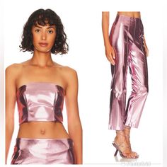 Nwt -New With Tags. Never Worn Metallic Pink Song Of Style Masha Pant+ Carlee Tube Crop Top. Paid $500+ Less Than A Year Ago. Could Fit True To Size Medium, Or A Small, Depending On Preferred Look. Song Of Style, Pink Metallic, Style Pink, Metallic Pink, Jumpsuit Trousers, Style Pants, Cute Pink, Pink Color, Pant Jumpsuit