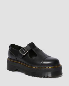 Bethan Polished Smooth Leather Platform Shoes | Dr. Martens Bar Shoes, Mary Jane Shoes Black, Leather Platform Shoes, Mary Jane Platform Shoes, Zapatos Mary Jane, Dr Shoes, Black Platform Shoes, Platform Mary Janes, Casual Styles