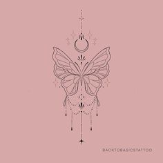 a drawing of a butterfly on a pink background