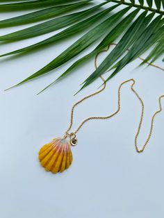 "One of a kind Kauai sunrise shell featuring a hand stamped heart disc on a 14k gold fill rolo chain.  The shell was located on the shores of Kauai and offer a great hint of bright yellows & pink with white hues.  Please note: Because all Sunrise shells are unique, you will not be purchasing the exact item photographed but a similar one in quality & design. Expect slight variations in size, shape and color, as no two pieces will be identical. All of my pieces are one-of-a-kind and may have natur Sunrise Shell, Heart Disc, Sunshine Necklace, Puka Shell Necklace, Gold Disc Necklace, Bar Necklace Personalized, Silver Heart Necklace, Gifts For My Wife, Shell Jewelry