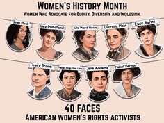 women's history month poster with portraits of the same woman in different ages and races