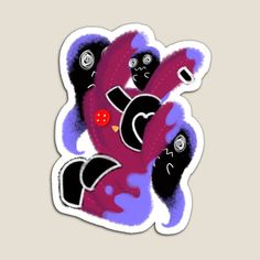 a sticker with an image of two black bears in purple and blue colors on it