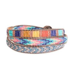 Multicolor Glass Beaded Wrap Bracelet with Geometric Motifs - Streets of Antigua | NOVICA Geometric Motifs, Beaded Wrap Bracelets, Beaded Wraps, Wrap Bracelet, Glass Beads, Premium Quality, Bracelet, Glass