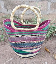 Straw basket | Flower girl basket | African basket | Desk organizer | Straw handbag | Shopping baske Multicolor Basket Bucket Bag For Vacation, Multicolor Basket Beach Bag For Market, Multicolor Basket Straw Bag For Daily Use, Multicolor Basket Beach Bag For Summer, Multicolor Bucket Straw Bag For Market, Multicolor Bucket Beach Bag, Multicolor Bucket Bag For Market, Eco-friendly Large Capacity Multicolor Straw Bag, Multicolor Basket Straw Bag For Market