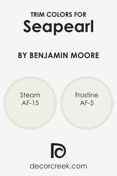 What are the Trim colors of Seapearl OC-19 by Benjamin Moore? Window Trims, Crown Moldings, Trim Colors, Door Frames, Trim Color, White Paint, Baseboards, Benjamin Moore, Architectural Elements