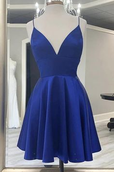 Cute V Neck Backless Short Royal Blue with Straps Backless Royal Blue Homecoming Dresses Royal Blue Homecoming Dress, Royal Blue Homecoming Dresses, Royal Blue Prom Dress, Royal Blue Prom, Cute V, Royal Blue Shorts, Mini Prom Dresses, Royal Blue Prom Dresses, Wedding Dress Boutiques